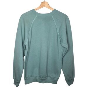 VINTAGE NOS Deadstock 80s 90s Light Teal Green Crewneck Blank Sweatshirt Medium